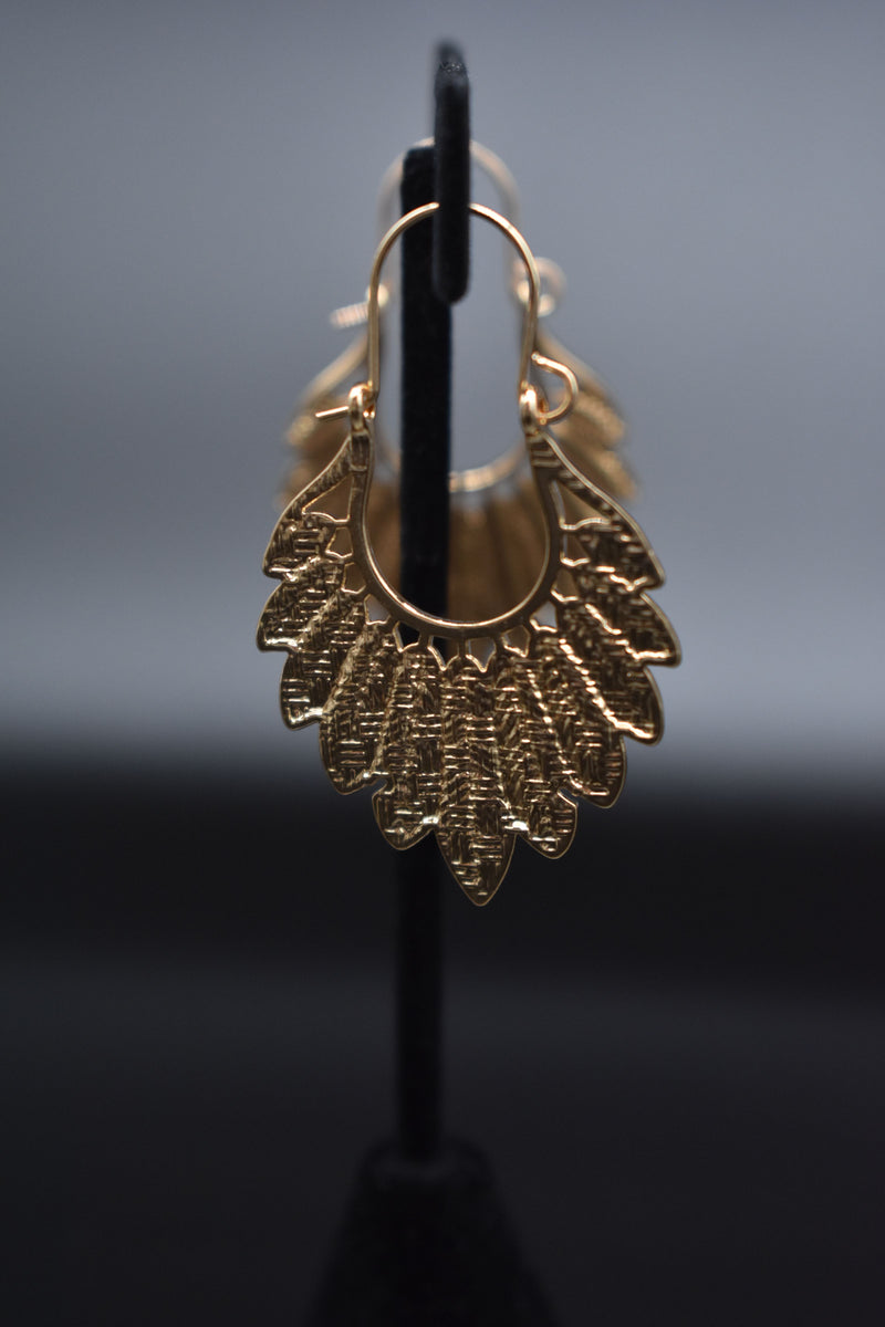 Gold Leaf Style Thin Earrings - Earrings by GTA Desi Store