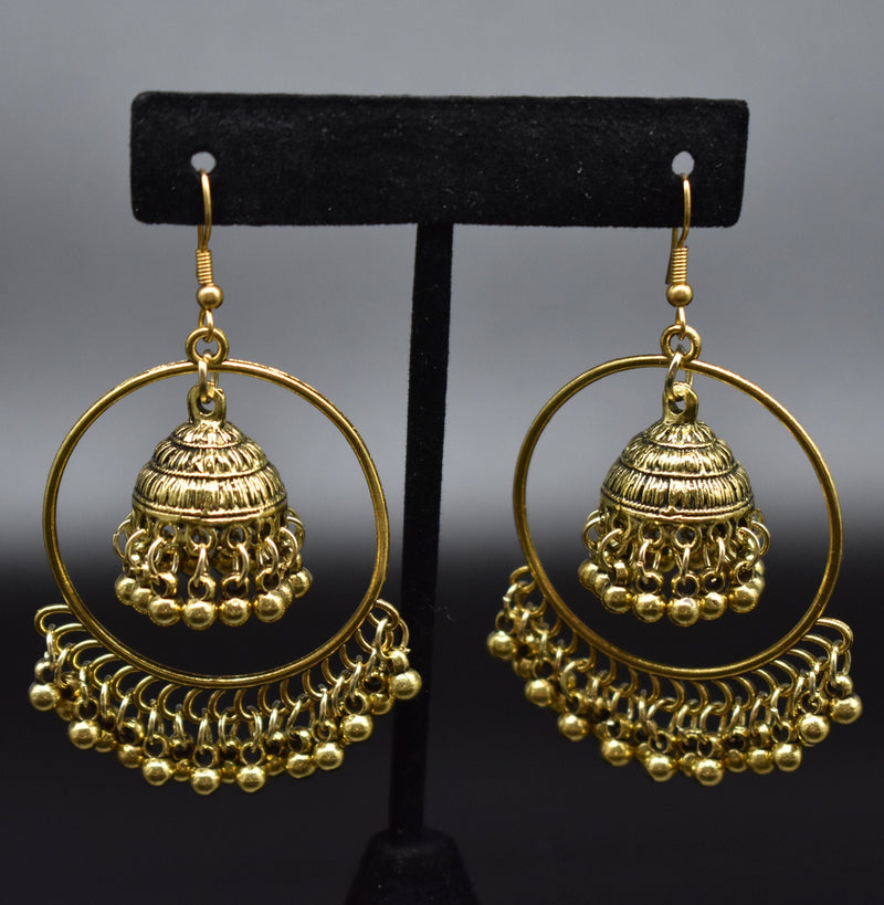 Traditional Gold Nested Jhumka Earrings - Earrings by GTA Desi Store