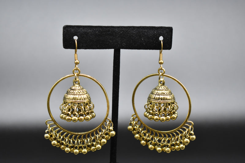 Traditional Gold Nested Jhumka Earrings - Earrings by GTA Desi Store
