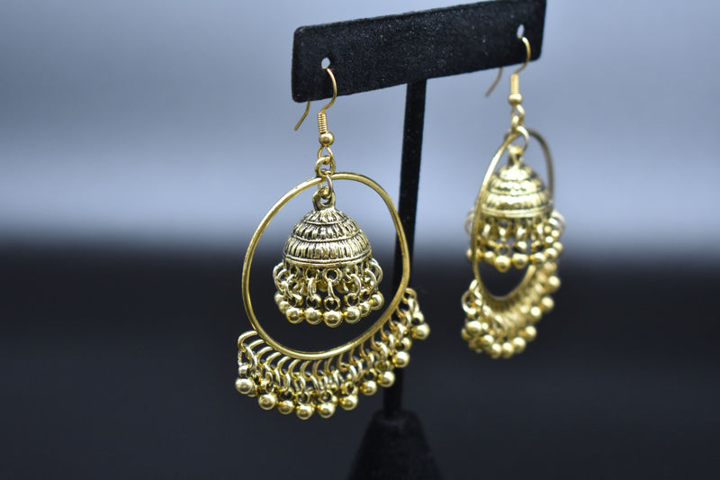 Traditional Gold Nested Jhumka Earrings - Earrings by GTA Desi Store