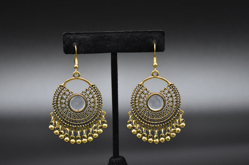 Gold Mirror Traditional Ethnic Earrings - Earrings by GTA Desi Store