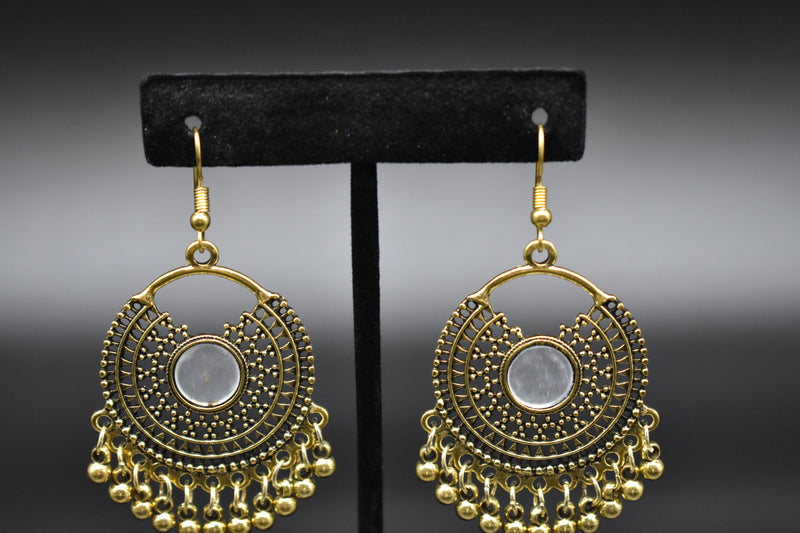 Gold Mirror Traditional Ethnic Earrings - Earrings by GTA Desi Store