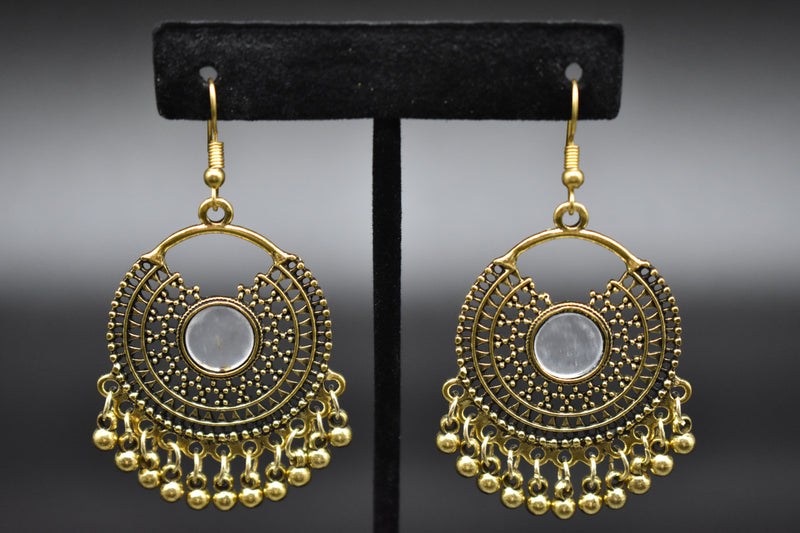 Gold Mirror Traditional Ethnic Earrings - Earrings by GTA Desi Store