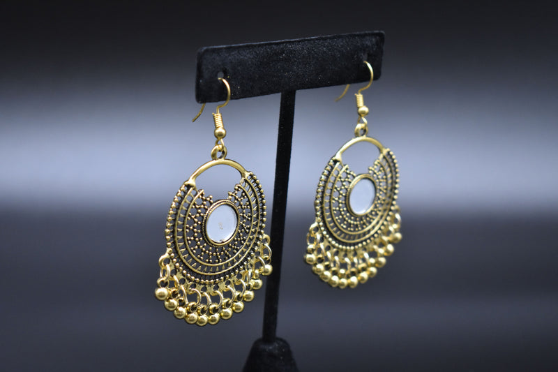 Gold Mirror Traditional Ethnic Earrings - Earrings by GTA Desi Store