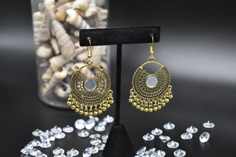 Gold Mirror Traditional Ethnic Earrings - Earrings by GTA Desi Store