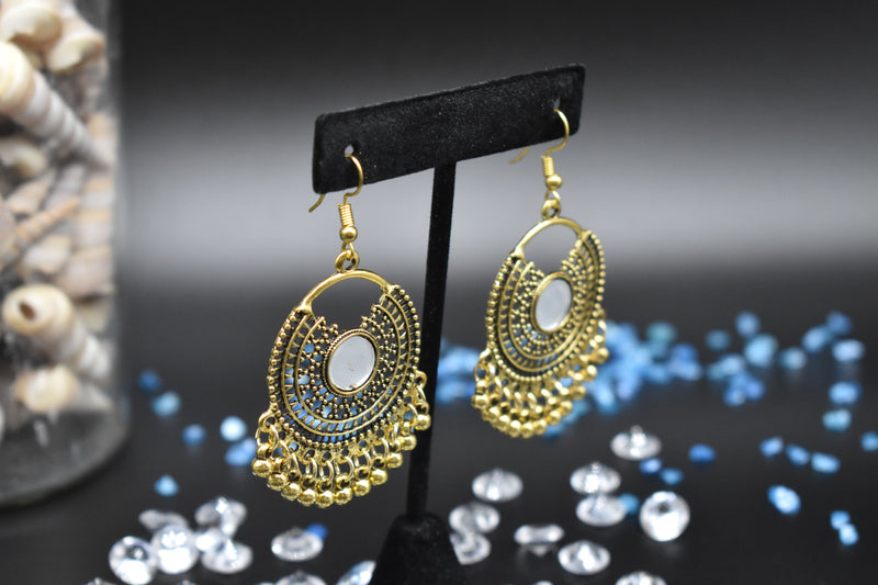 Gold Mirror Traditional Ethnic Earrings - Earrings by GTA Desi Store