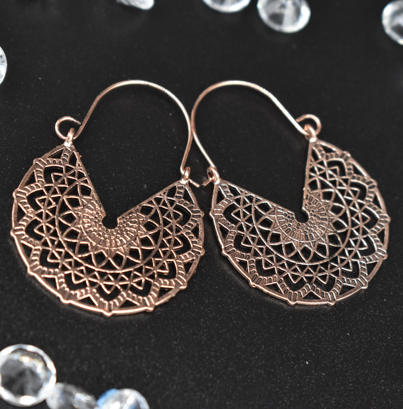 Thin Trendy Bronze Geometric Earrings - Earrings by GTA Desi Store