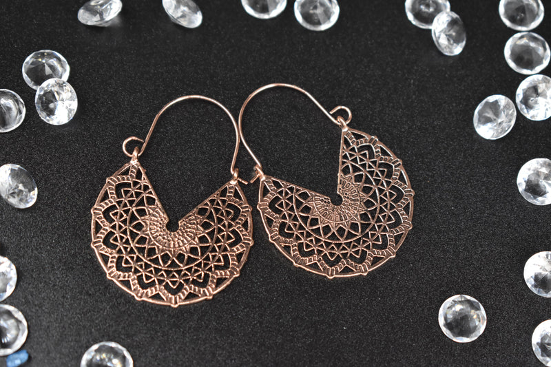 Thin Trendy Bronze Geometric Earrings - Earrings by GTA Desi Store