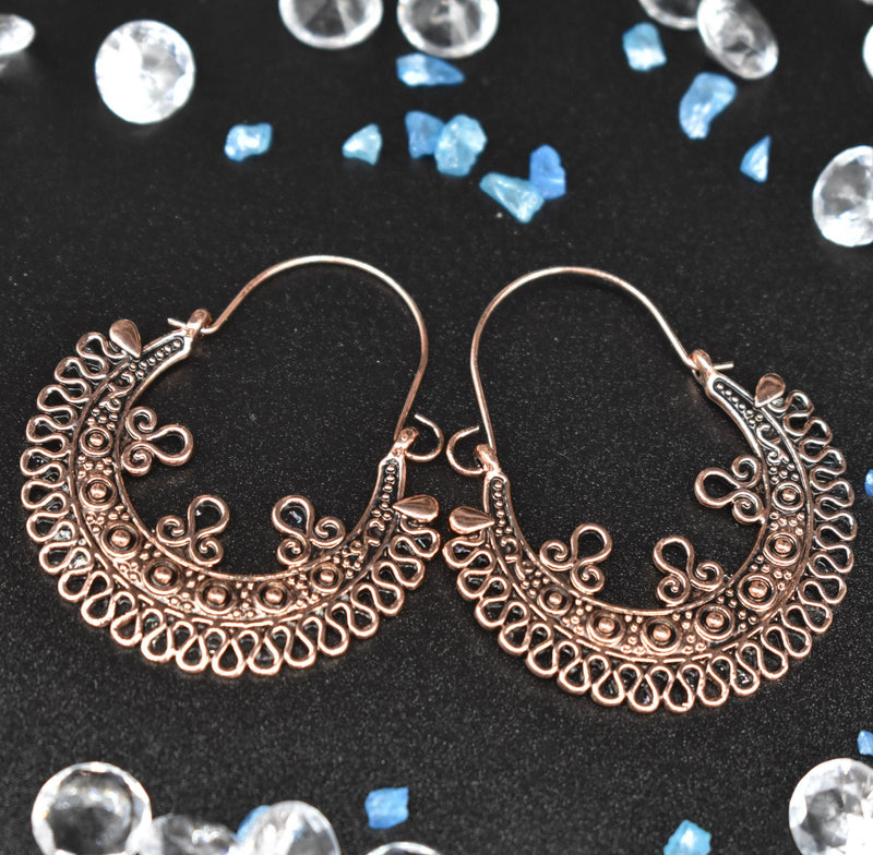 Thin Bronze Traditional Style Ethnic Earrings - Earrings by GTA Desi Store