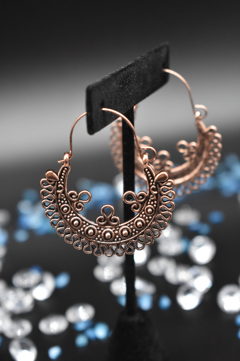 Thin Bronze Traditional Style Ethnic Earrings - Earrings by GTA Desi Store