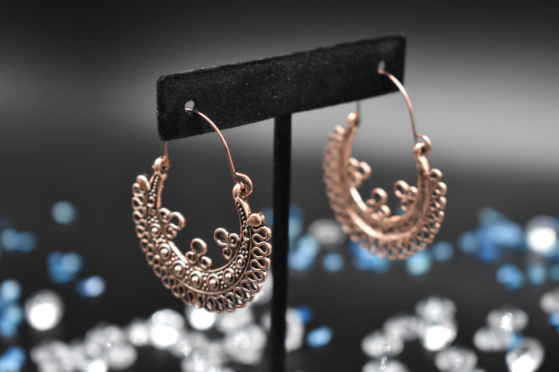 Thin Bronze Traditional Style Ethnic Earrings - Earrings by GTA Desi Store