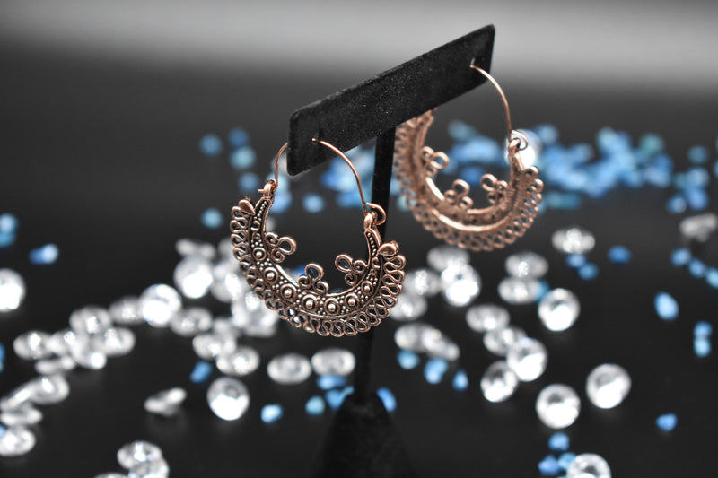 Thin Bronze Traditional Style Ethnic Earrings - Earrings by GTA Desi Store