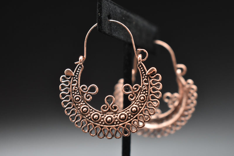 Thin Bronze Traditional Style Ethnic Earrings - Earrings by GTA Desi Store