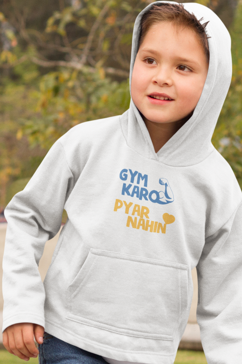 Gym Karo Pyar Nahin Youth Heavy Blend Hooded Sweatshirt - Kids clothes by GTA Desi Store