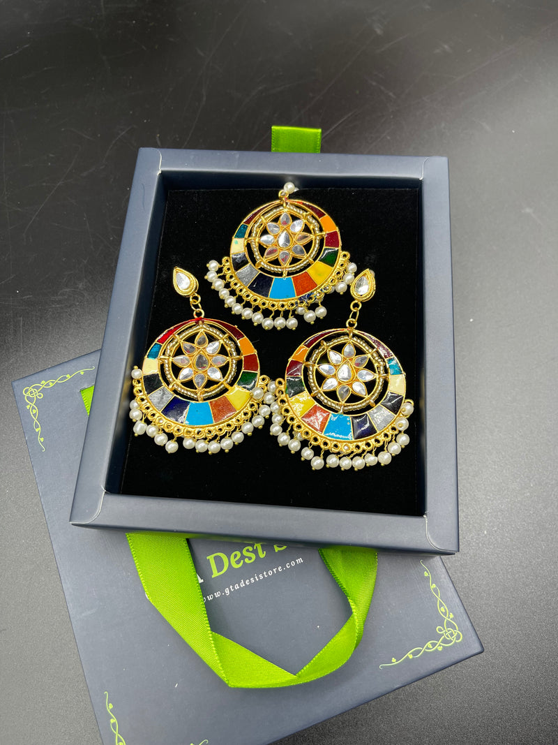 Beautiful Multi-colour Earrings with Bindiya - Earrings by GTA Desi Store