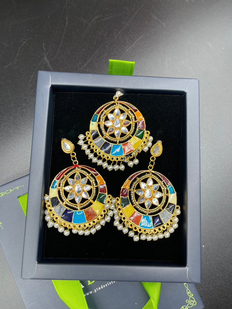 Beautiful Multi-colour Earrings with Bindiya - Earrings by GTA Desi Store