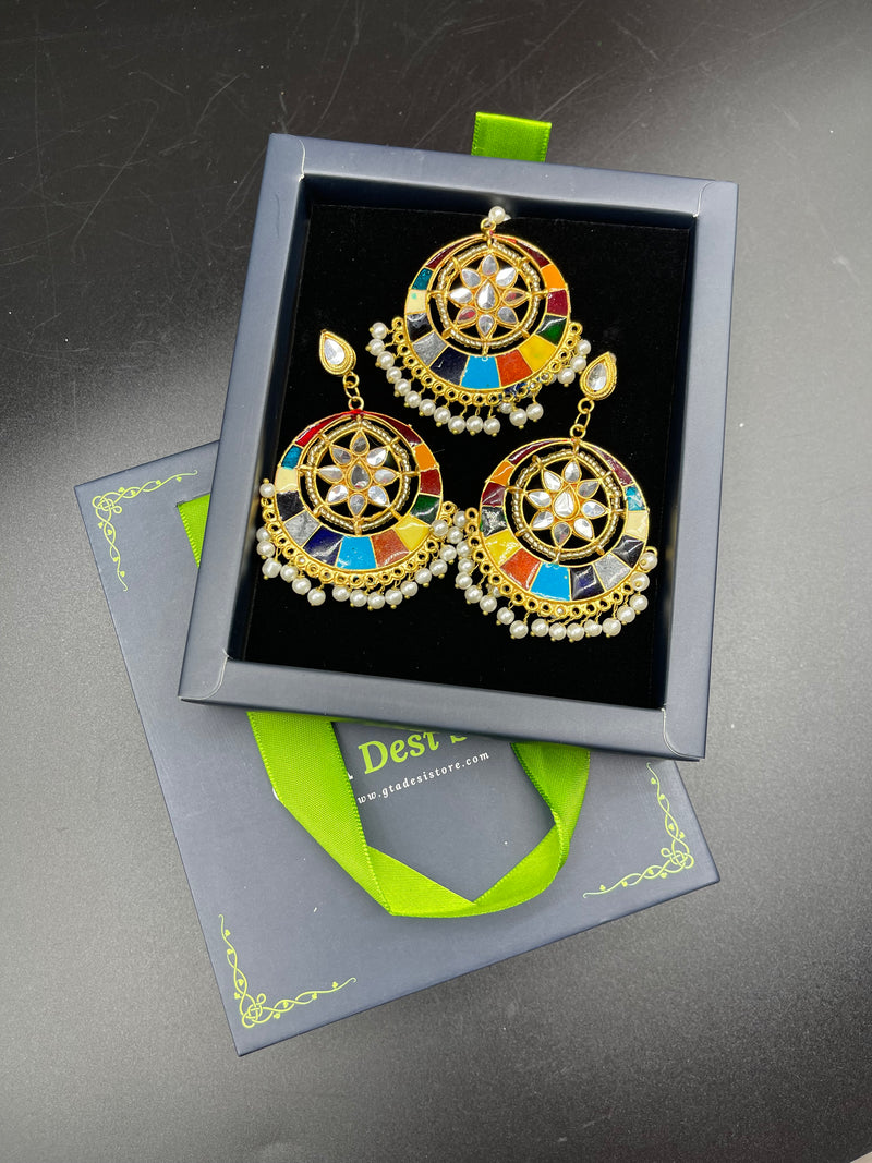 Beautiful Multi-colour Earrings with Bindiya - Earrings by GTA Desi Store