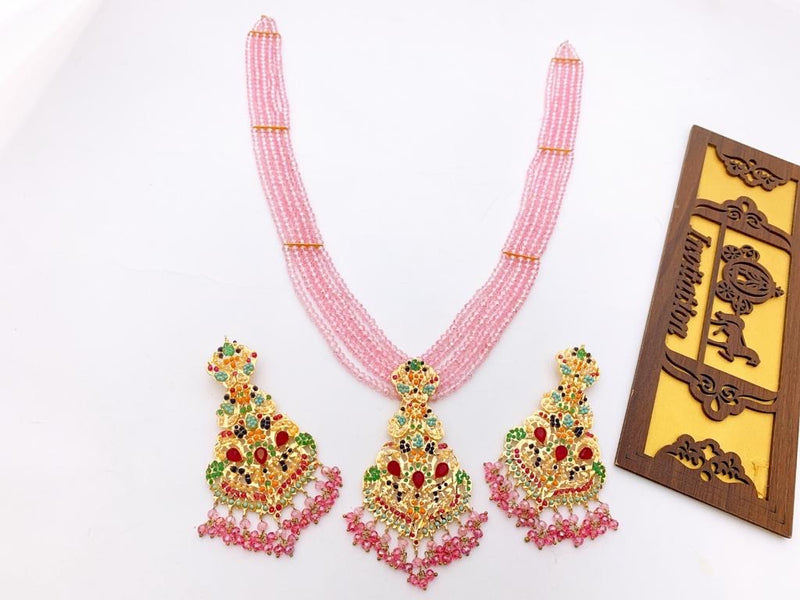 9 Ratan Malah Set - Pink - Necklaces by GTA Desi Store