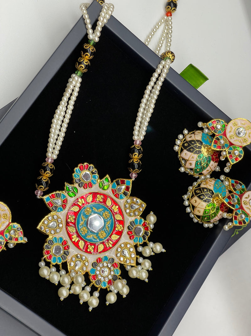 Meenakari Jewellery Set - Necklaces by GTA Desi Store