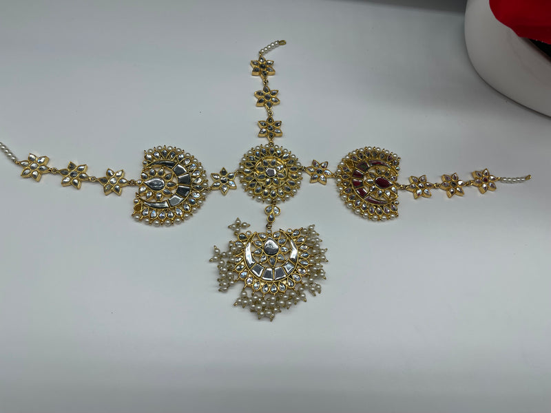 Gold Plated kundan Matha Patti - Necklaces by GTA Desi Store