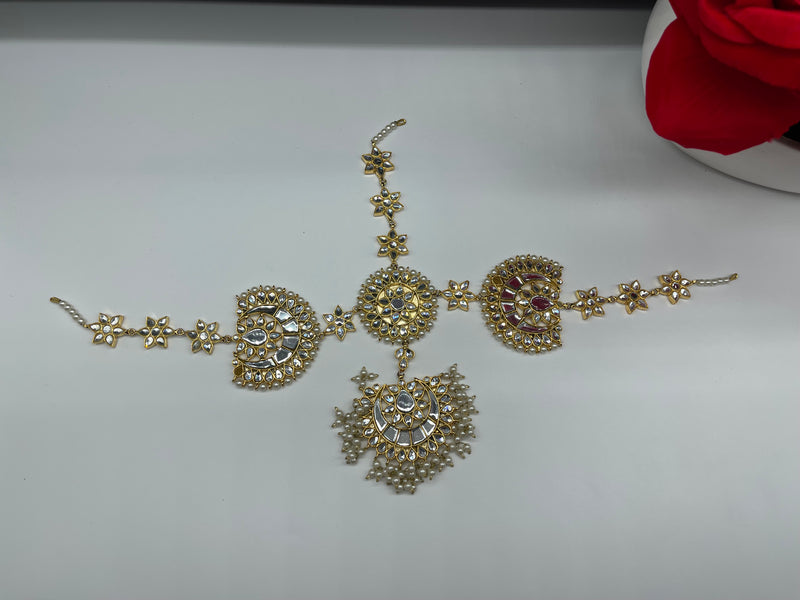 Gold Plated kundan Matha Patti - Necklaces by GTA Desi Store
