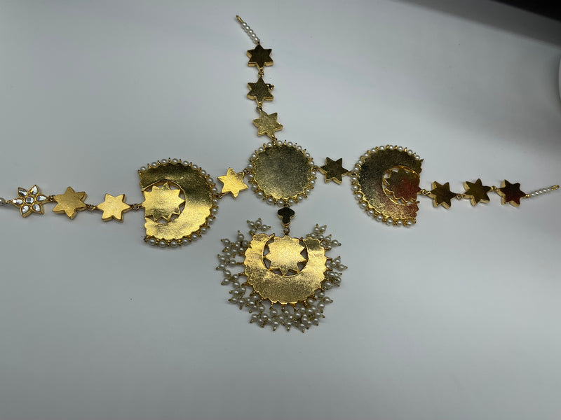 Gold Plated kundan Matha Patti - Necklaces by GTA Desi Store