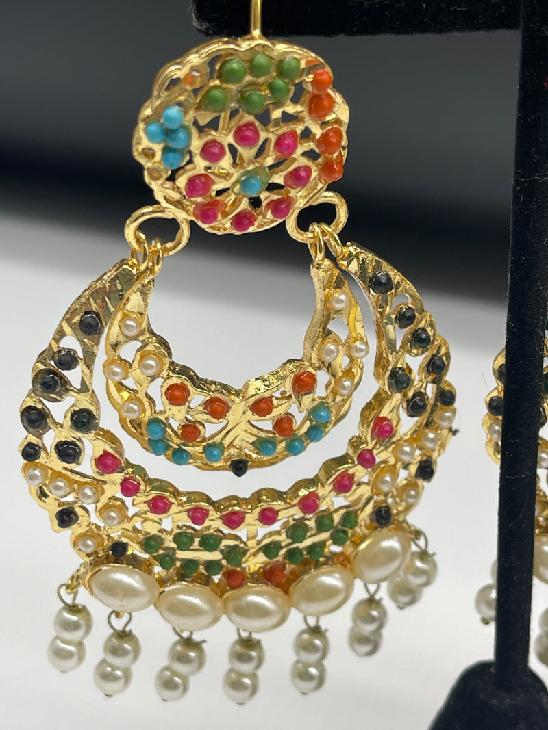 Beautiful Multi Color Earrings Golden Colorful Earrings - Earrings by GTA Desi Store