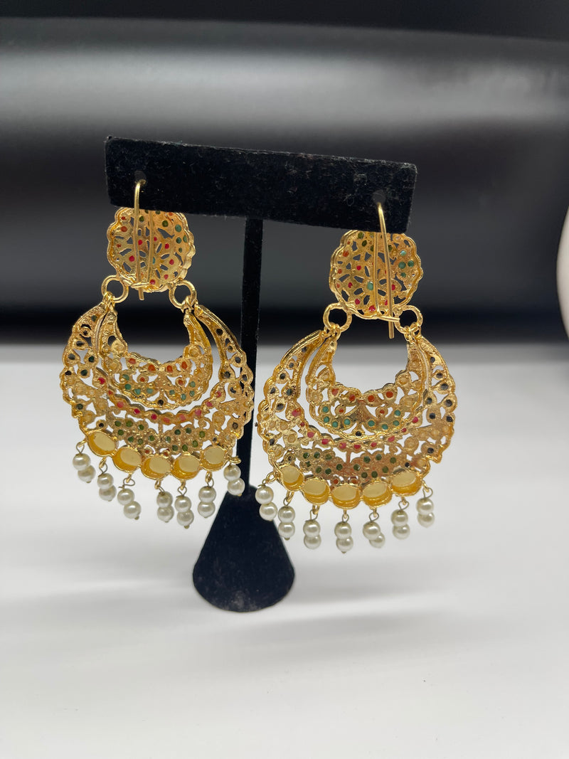 Beautiful Multi Color Earrings Golden Colorful Earrings - Earrings by GTA Desi Store