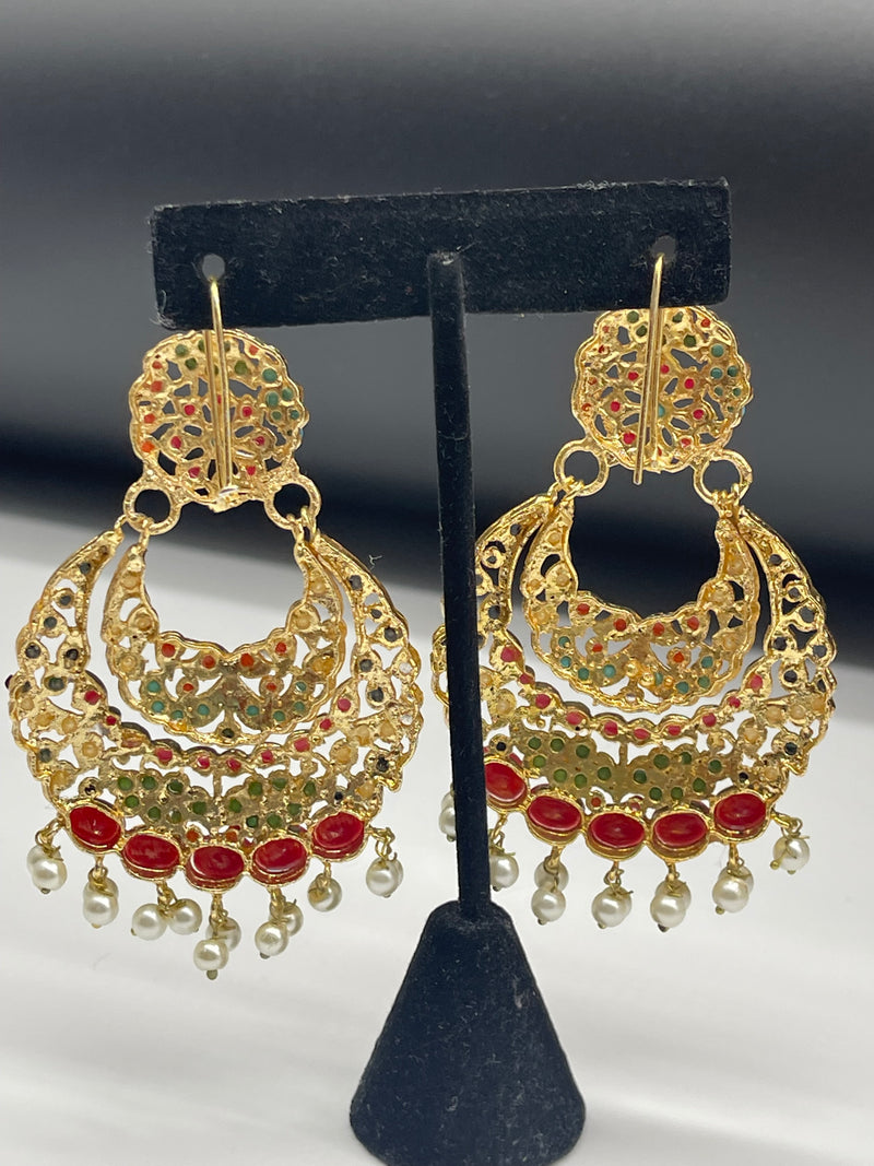 Beautiful Multi Color Earrings Golden Colorful Earrings - Earrings by GTA Desi Store