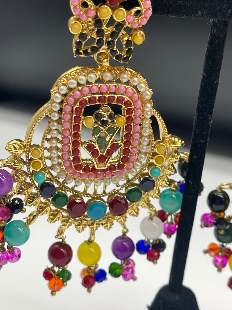 Beautiful Multi Color Earrings Golden Colorful Earrings - Earrings by GTA Desi Store