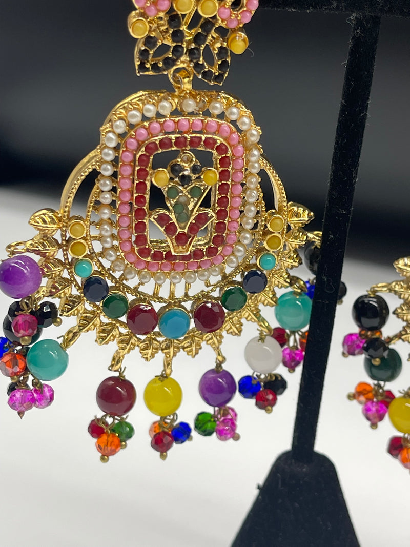 Beautiful Multi Color Earrings Golden Colorful Earrings - Earrings by GTA Desi Store