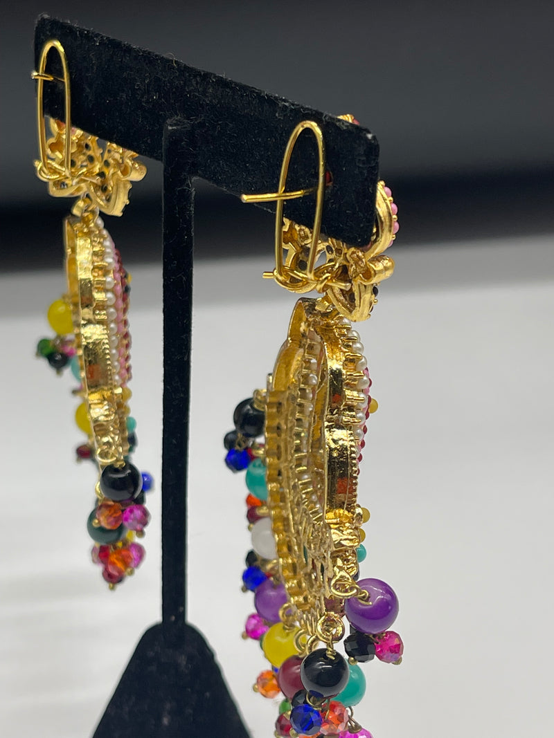 Beautiful Multi Color Earrings Golden Colorful Earrings - Earrings by GTA Desi Store