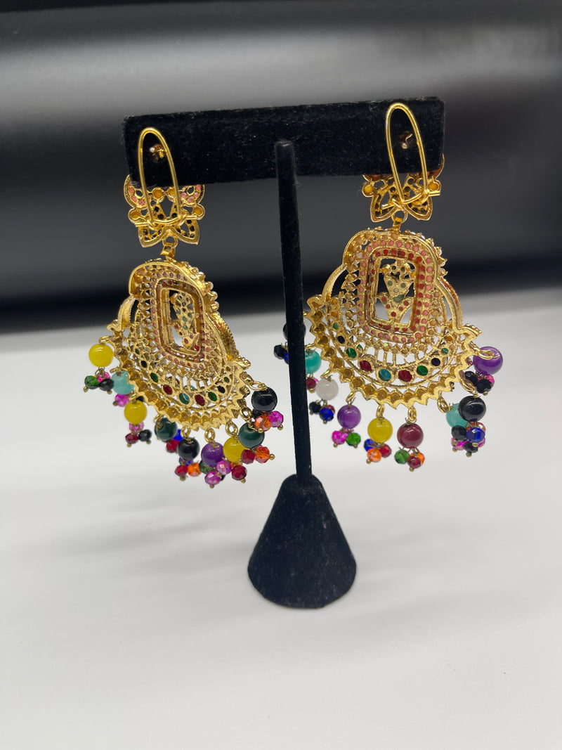 Beautiful Multi Color Earrings Golden Colorful Earrings - Earrings by GTA Desi Store