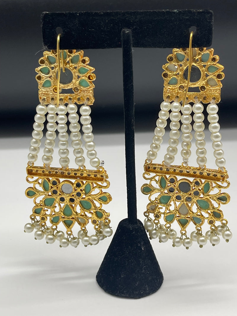Golden Earrings with White Pearls - Earrings by GTA Desi Store