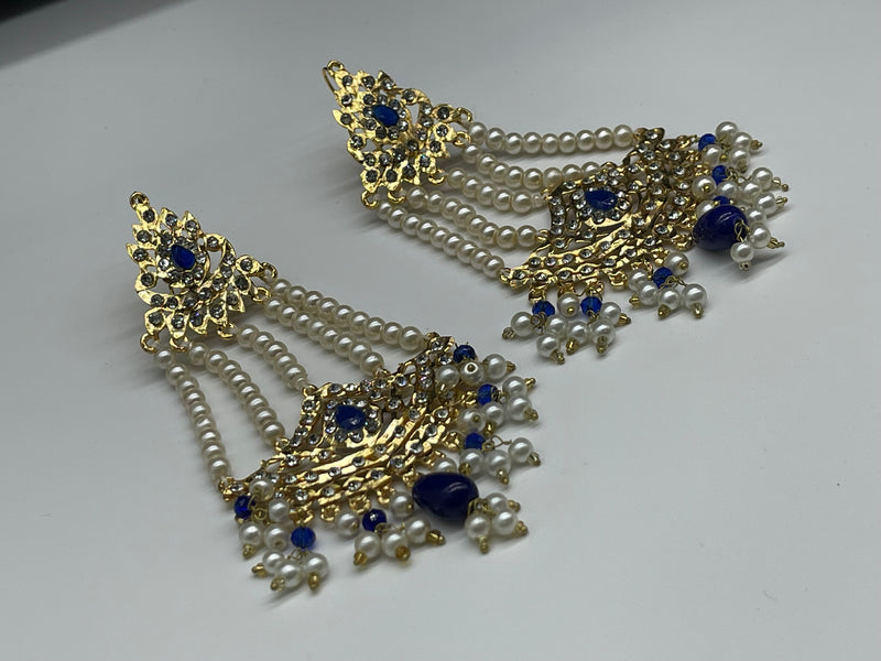 Party Wear Gold with Pearls Traditional Earring - Earrings by GTA Desi Store