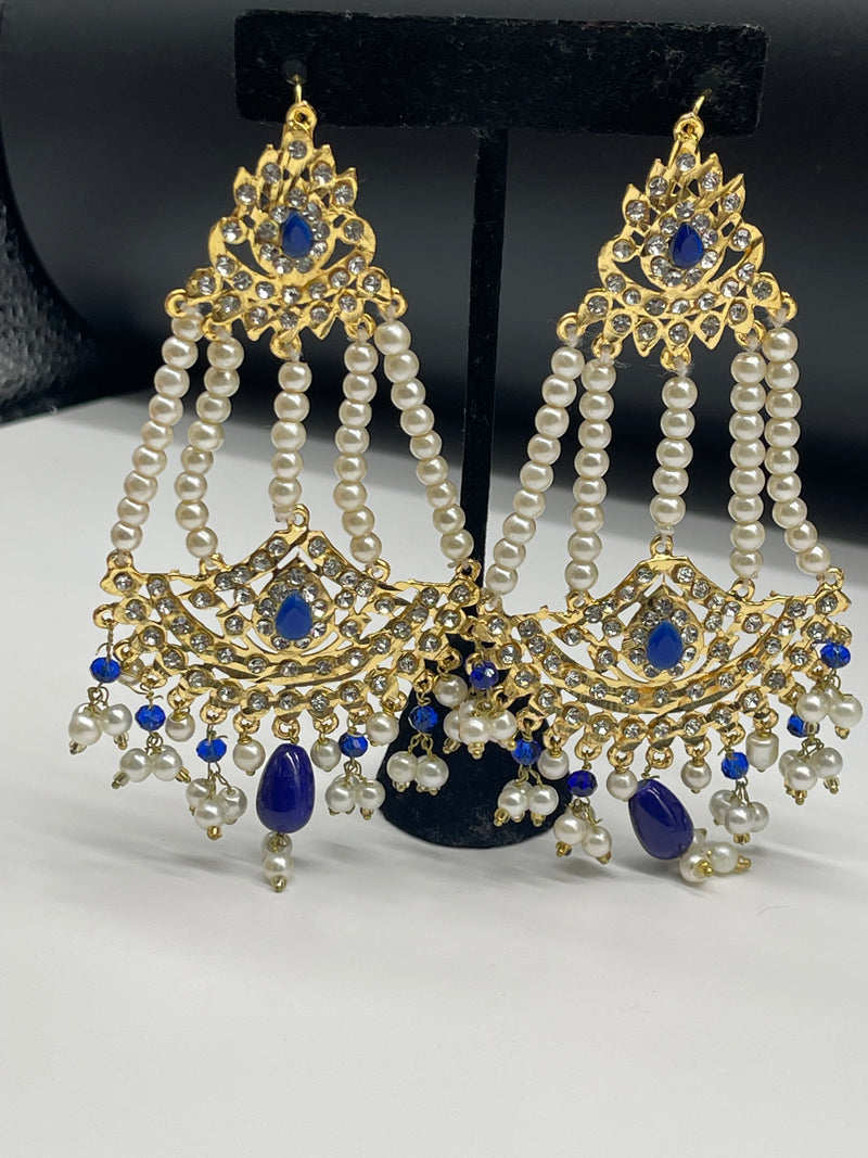 Party Wear Gold with Pearls Traditional Earring - Earrings by GTA Desi Store