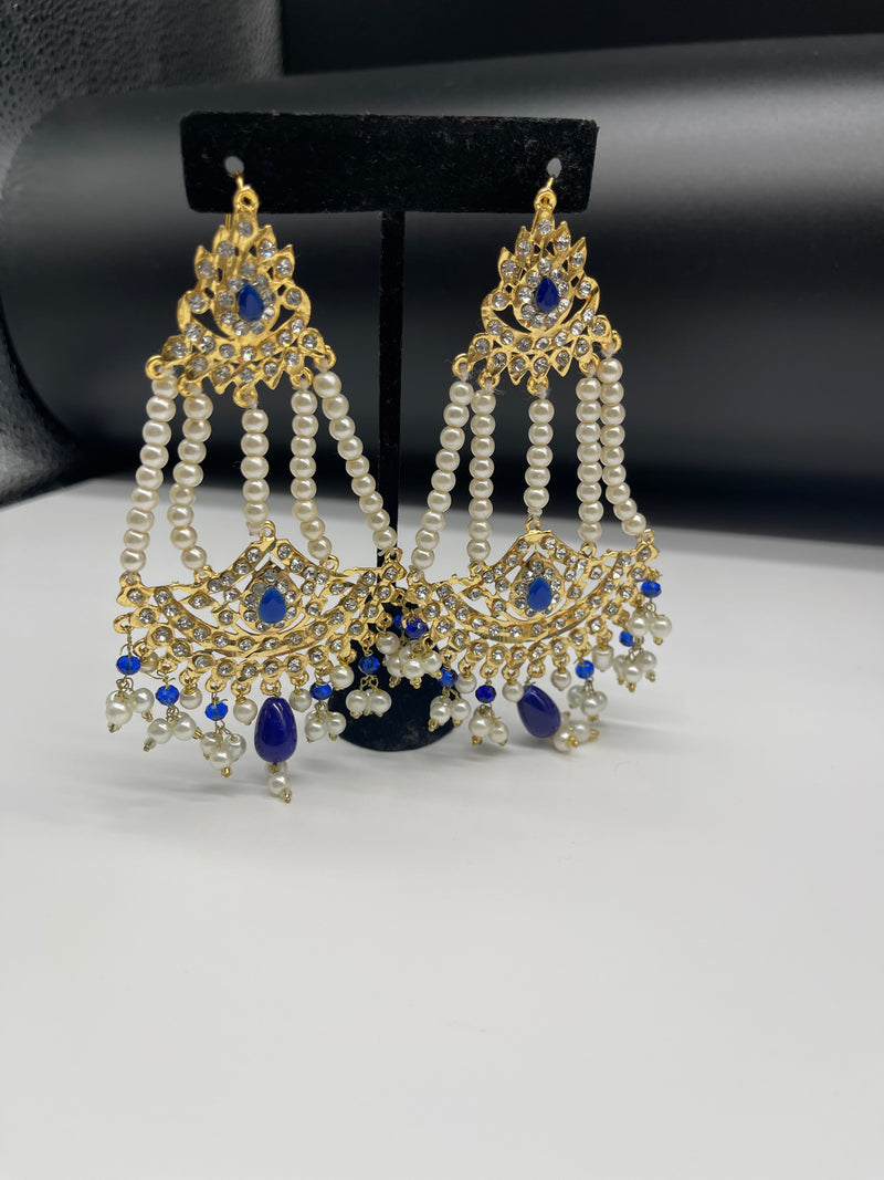 Party Wear Gold with Pearls Traditional Earring - Earrings by GTA Desi Store