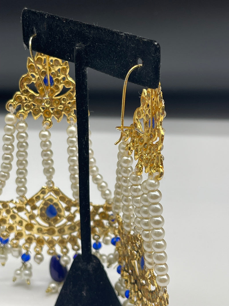 Party Wear Gold with Pearls Traditional Earring - Earrings by GTA Desi Store