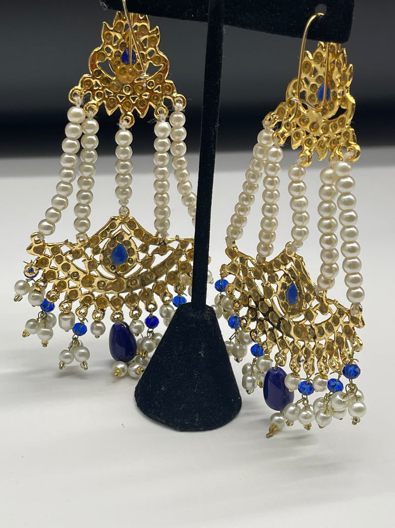 Party Wear Gold with Pearls Traditional Earring - Earrings by GTA Desi Store
