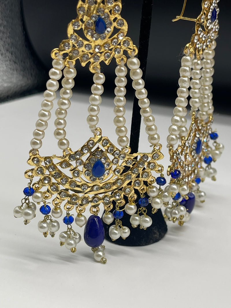 Party Wear Gold with Pearls Traditional Earring - Earrings by GTA Desi Store