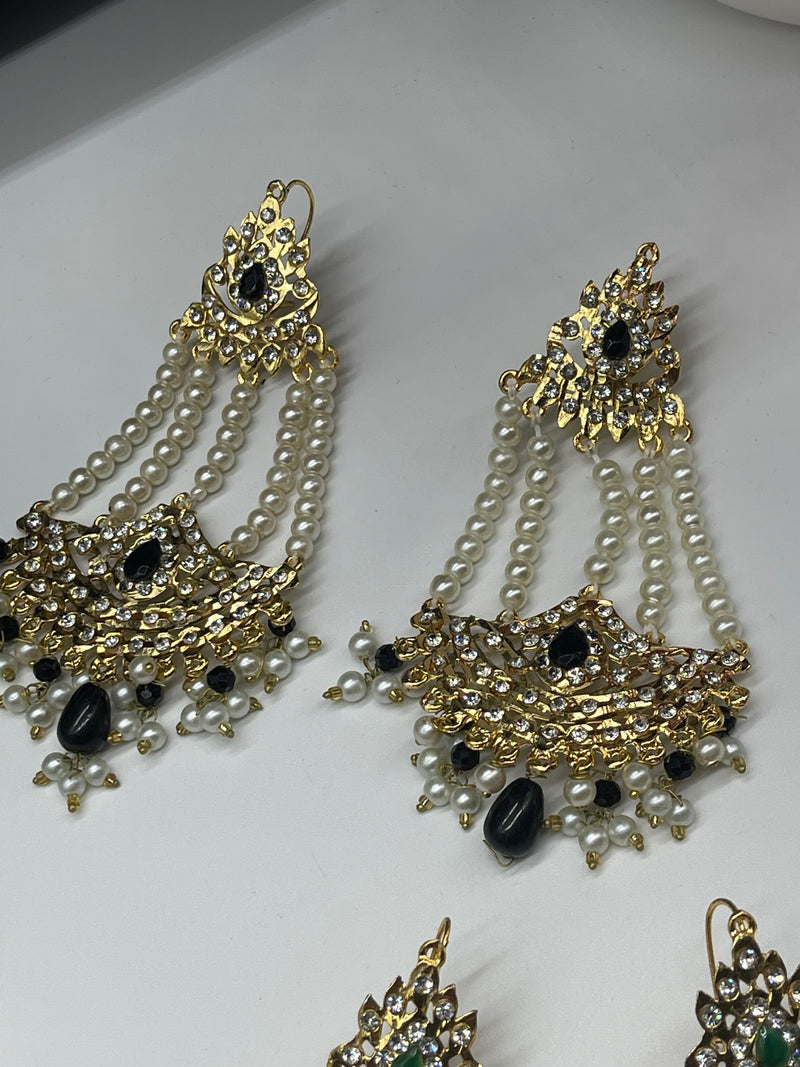 Party Wear Gold with Pearls Traditional Earring - Earrings by GTA Desi Store