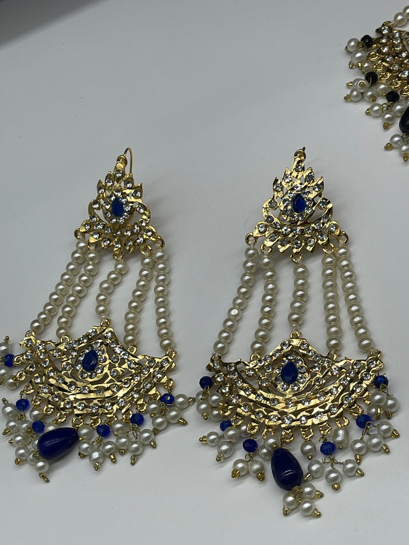 Party Wear Gold with Pearls Traditional Earring - Earrings by GTA Desi Store