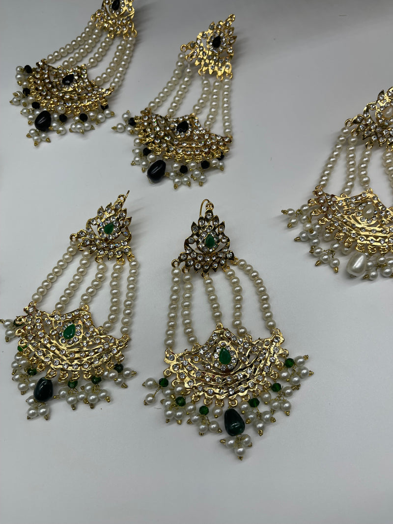 Party Wear Gold with Pearls Traditional Earring - Earrings by GTA Desi Store