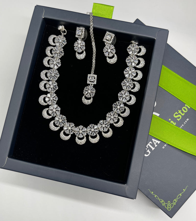 American Diamonds Necklace Set - Necklaces by GTA Desi Store