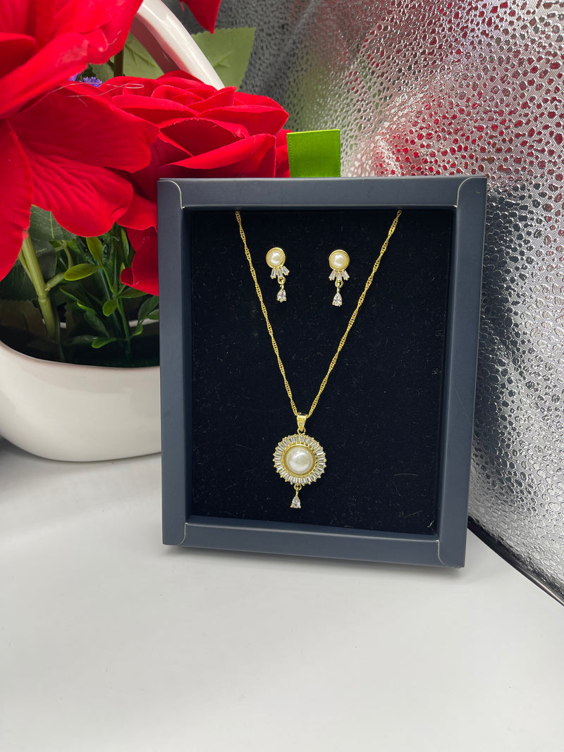 Pearl Necklace with Earrings - Necklaces by GTA Desi Store