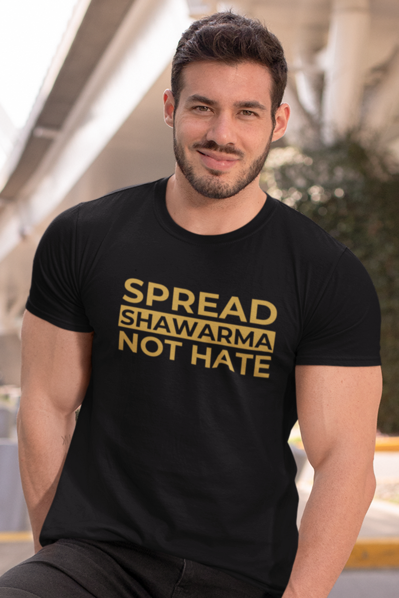 SPREAD SHAWARMA NOT HATE Unisex Softstyle T-Shirt - T-Shirt by GTA Desi Store