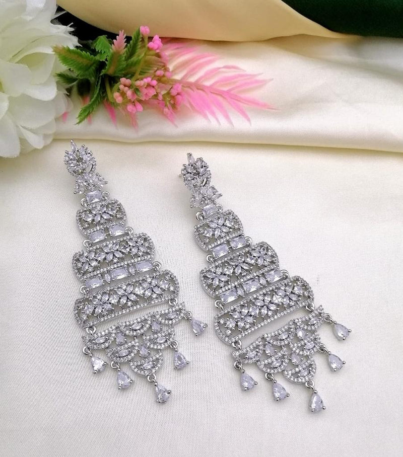 American Diamond Earrings - Silver - Earrings by GTA Desi Store