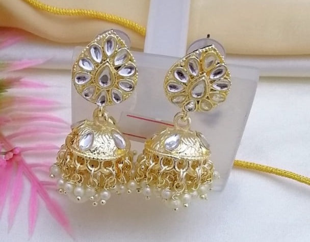 Pearl Necklace Set with Earrings Jhumka - Necklaces by GTA Desi Store
