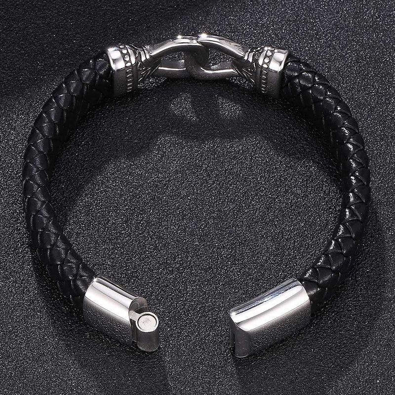 Vintage Steel Cross-crusted Leather Bracelet - Accessories by GTA Desi Store