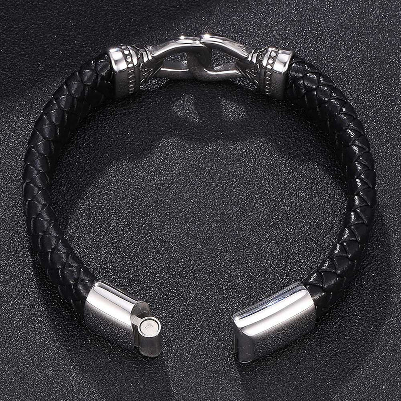 Vintage Steel Cross-crusted Leather Bracelet - Accessories by GTA Desi Store